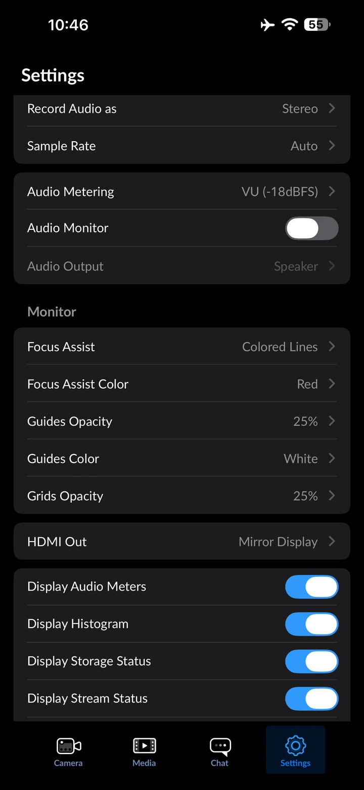 Blackmagic Camera: Open Sample Rate