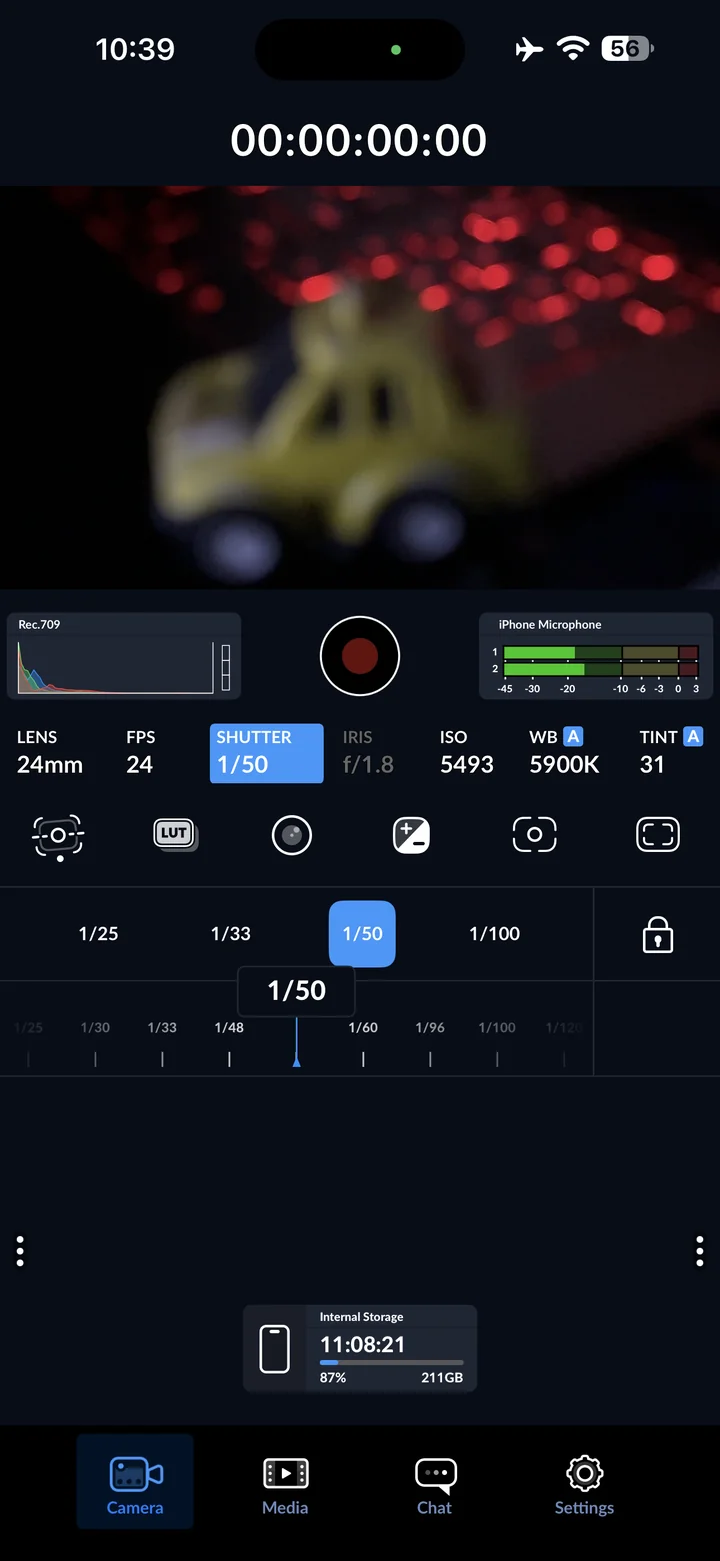 Blackmagic Camera: Check the camera before recording