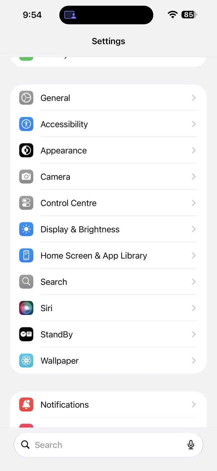 iPhone Settings showing Display & Brightness