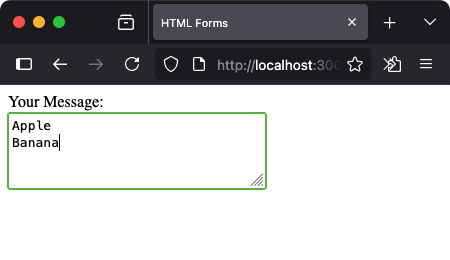 Form - Textareas with Text Entered