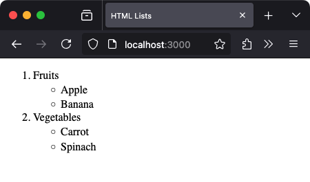 Nesting Lists