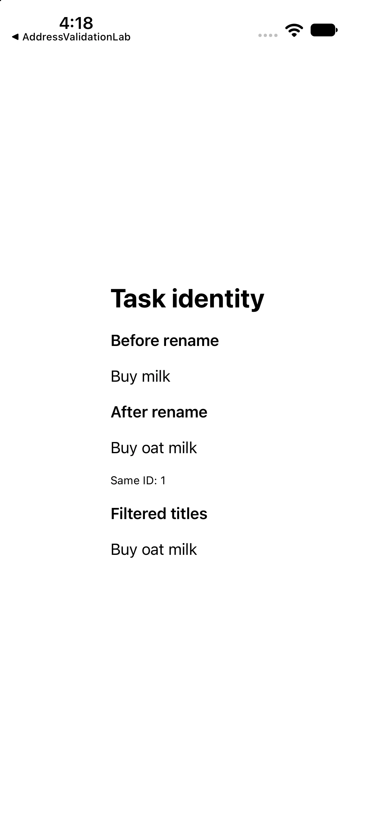 Run the complete scenario on iPhone, captured from the corresponding built example