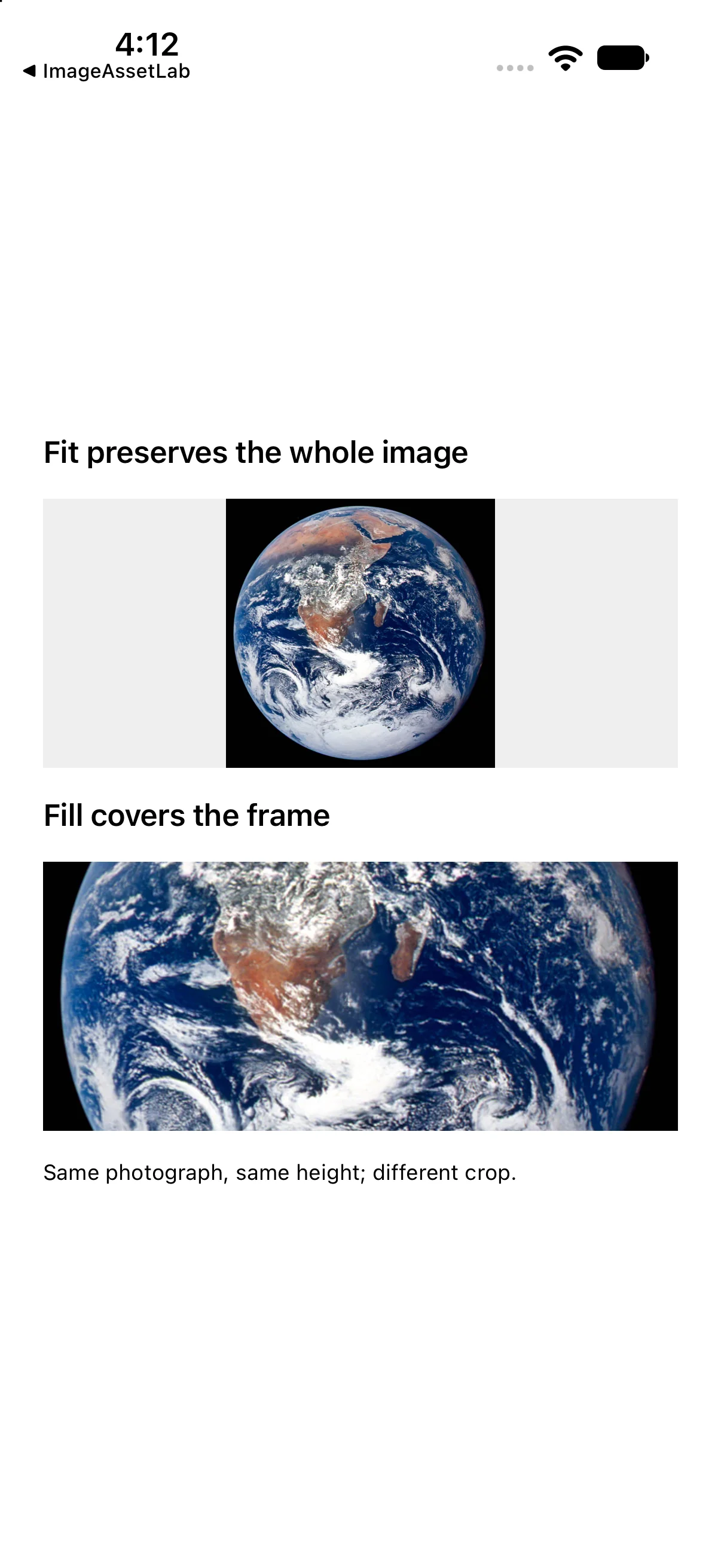 Choose fit or fill for the same photograph, captured from the corresponding built example