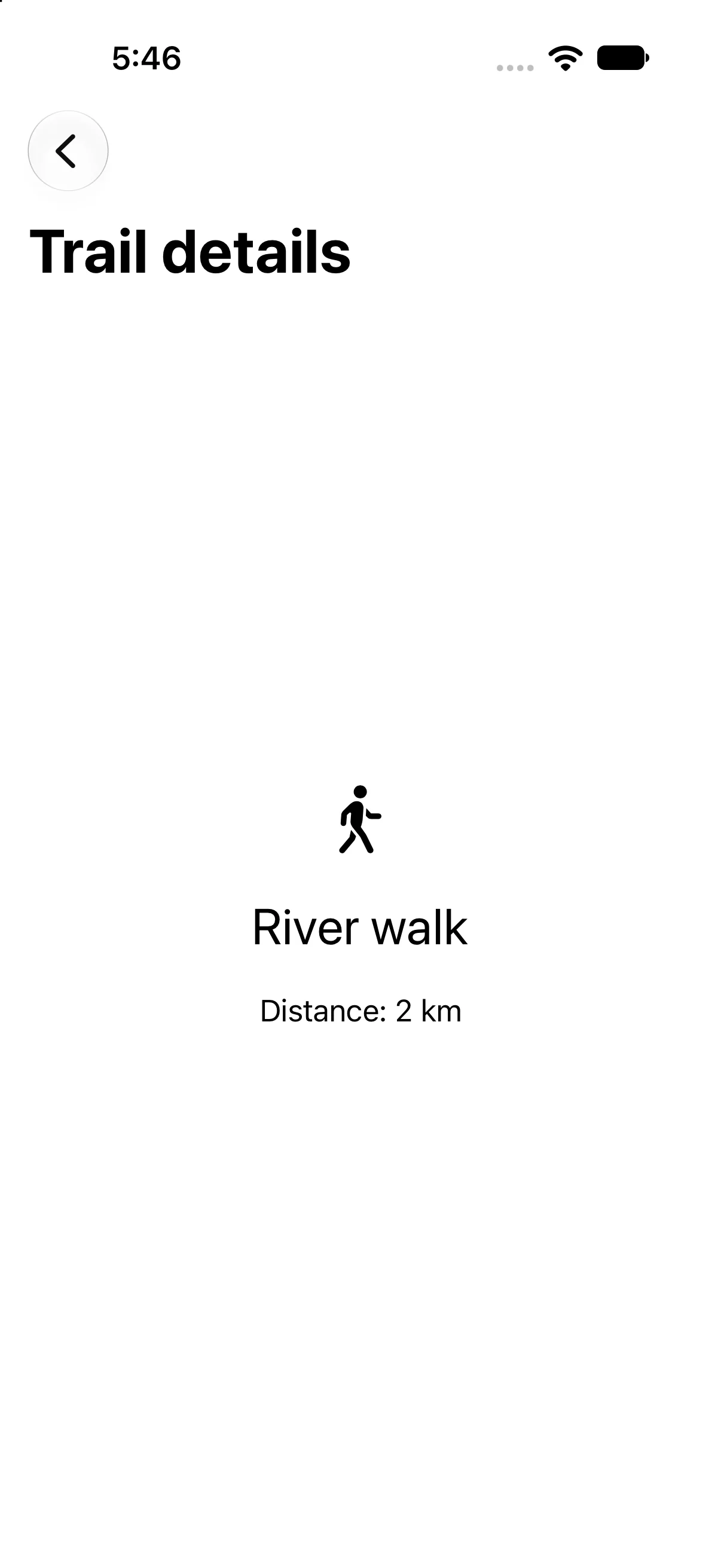 Trail details, River walk, Distance: 2 km