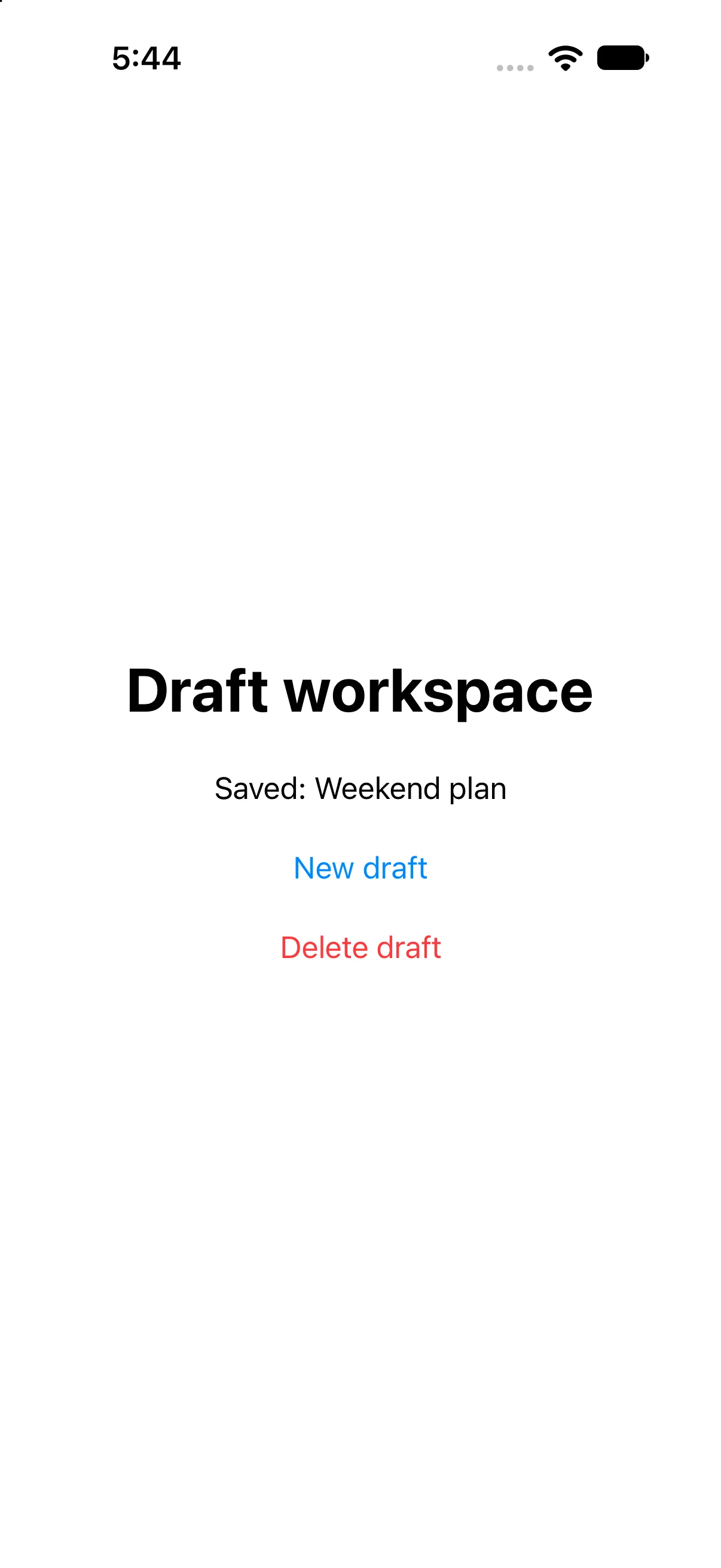 Saved: Weekend plan, Delete draft