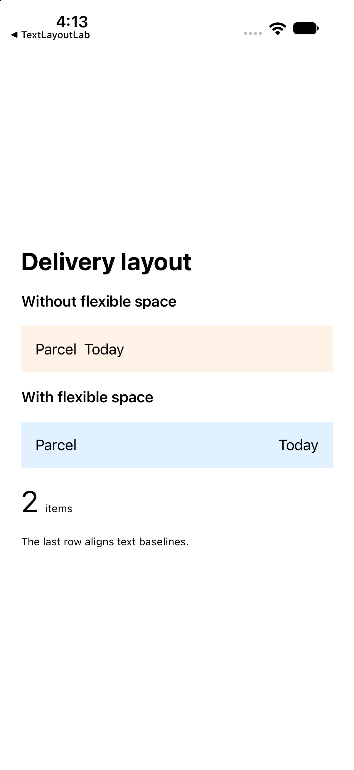 Compare a fixed gap with flexible space, captured from the corresponding built example
