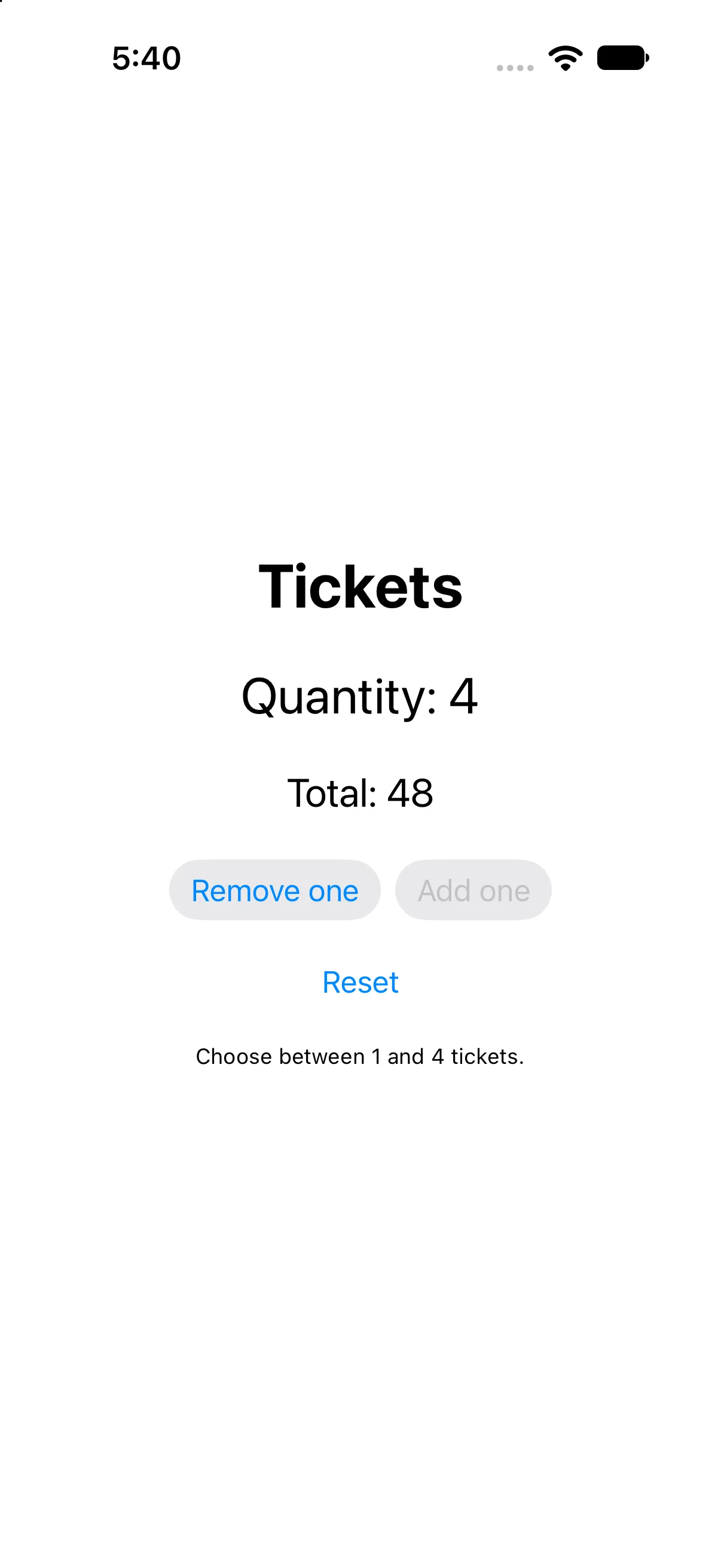 Quantity: 4, Total: 48