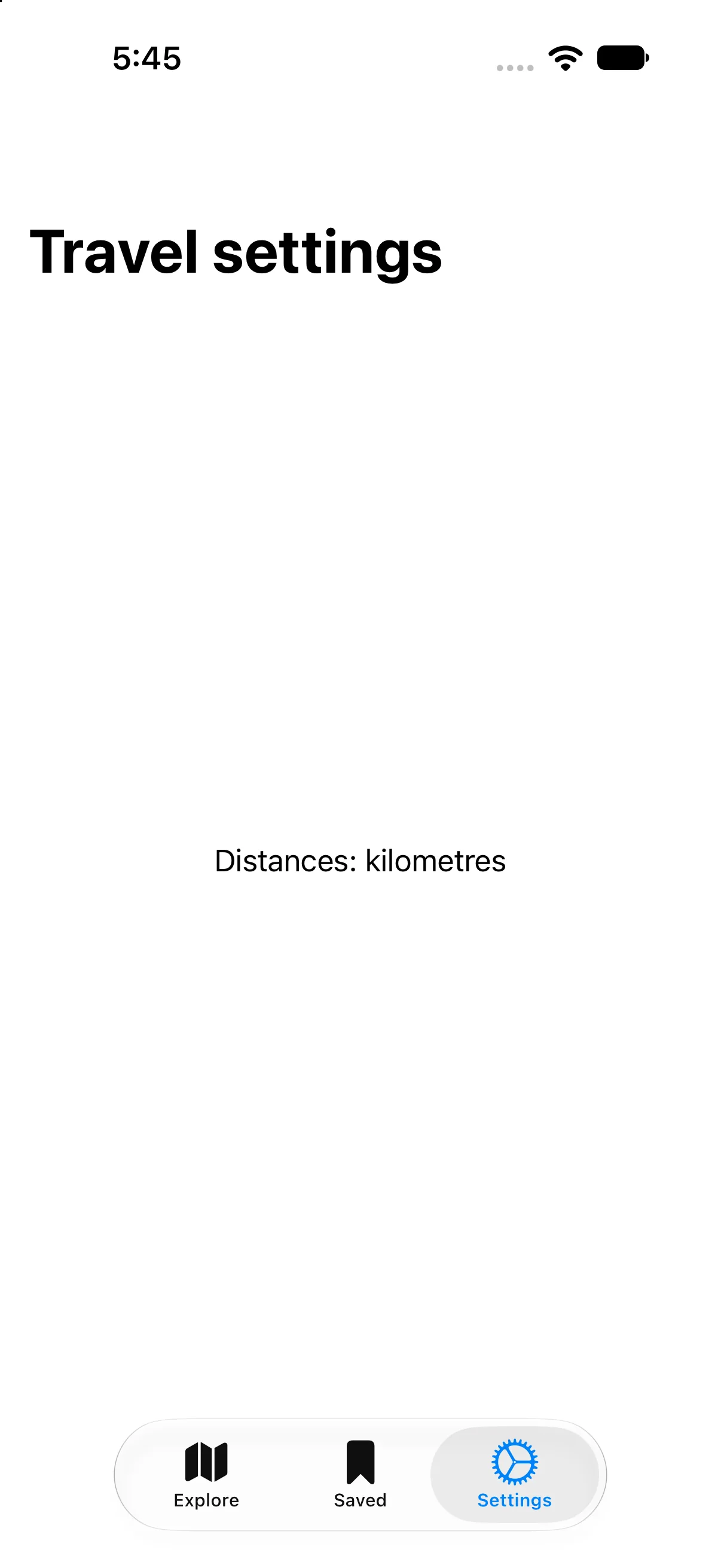 Travel settings, Distances: kilometres