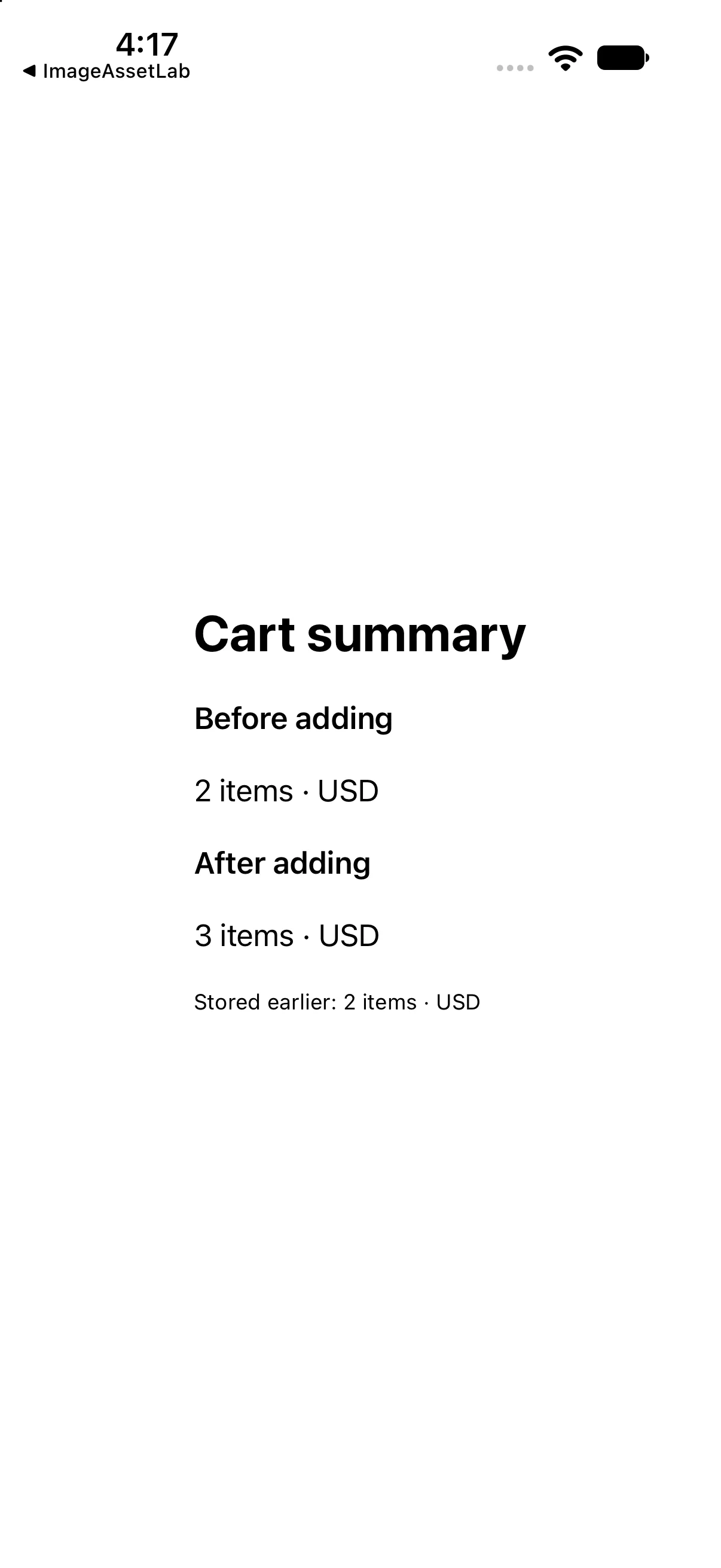 Run the complete scenario on iPhone, captured from the corresponding built example