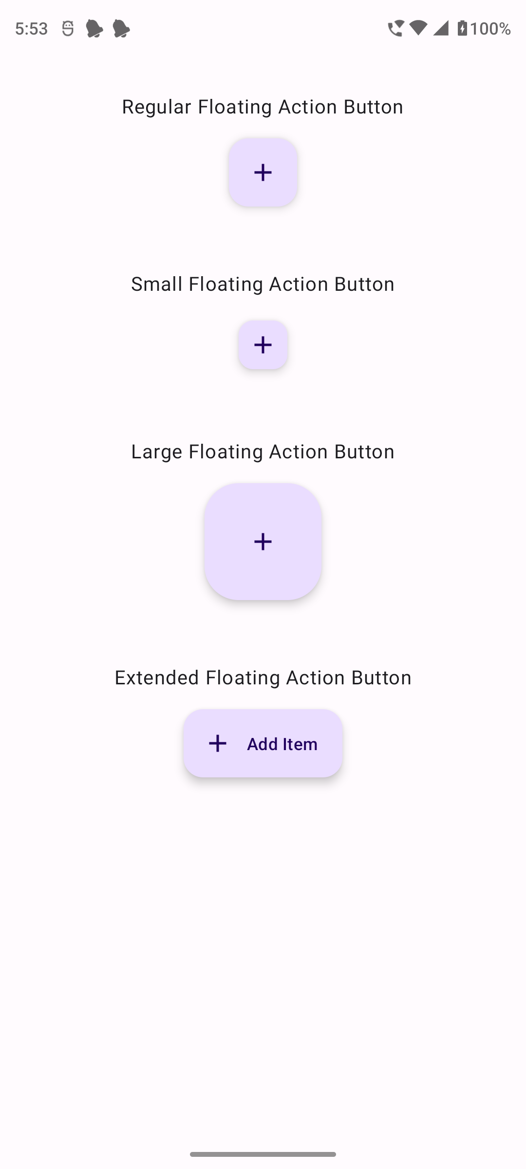 Jetpack Compose Floating Action Buttons Example