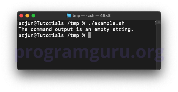 Check if a string from a command output is empty in Bash