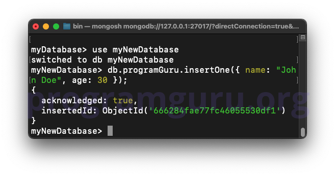 MongoDB Create Database